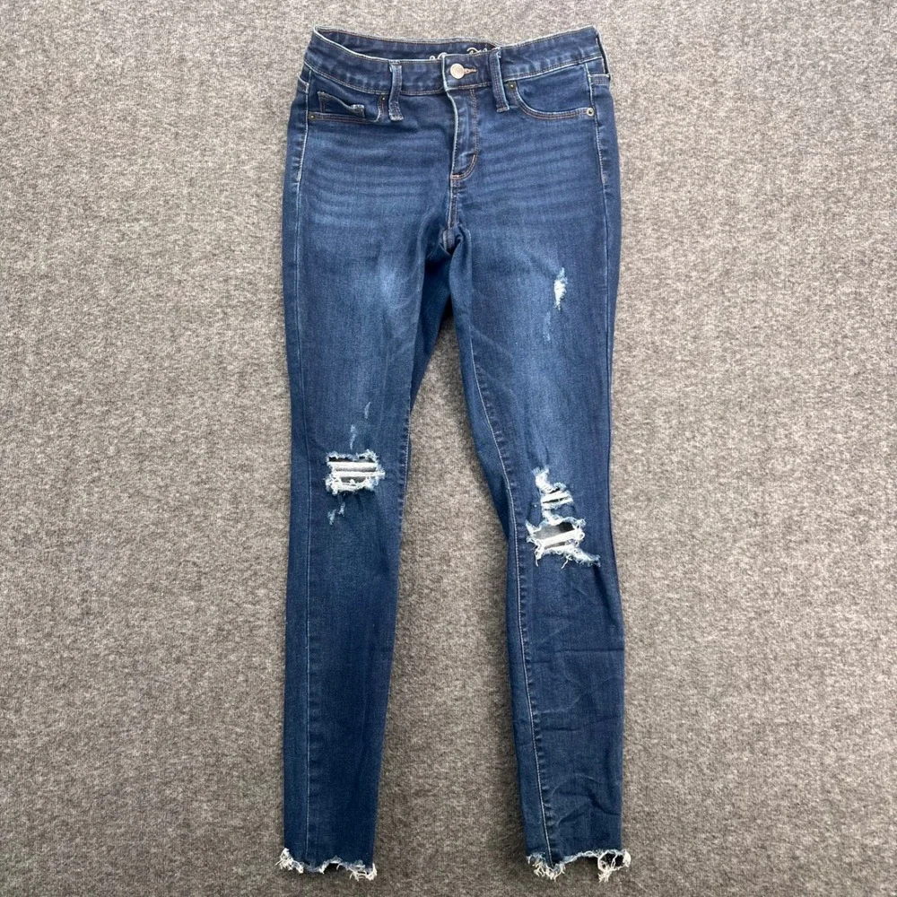 Universal Thread Womens Mid Rise Jegging Dark Wash Distressed Ripped Jeans 2/26R